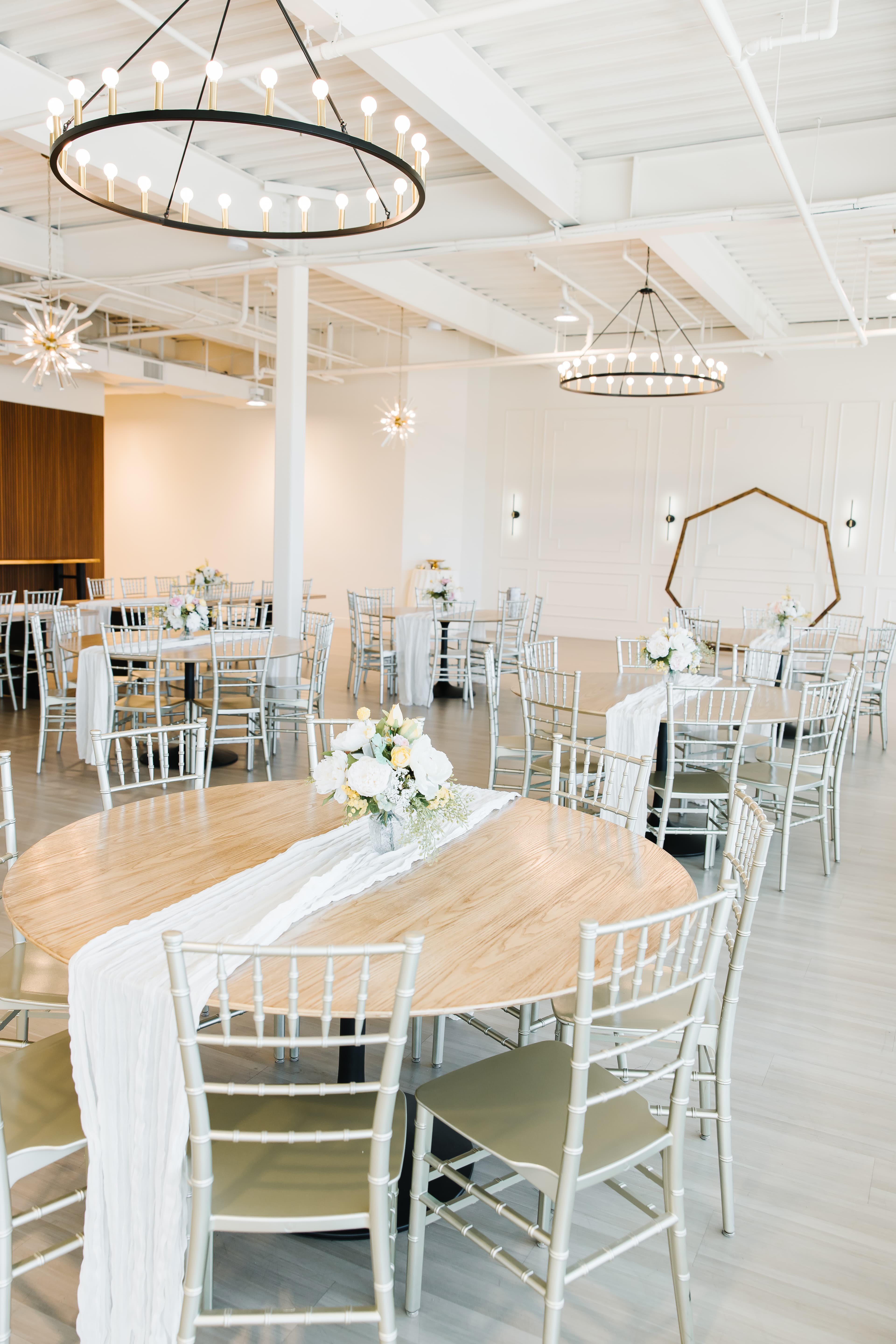 The grand hall at The Aster, set up for a luxurious wedding reception